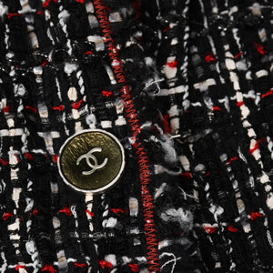 Very Good Condition CHANEL Tweed Jacket P26010V16324 Coco Mark Black Red White Size 38 Used 4a005415