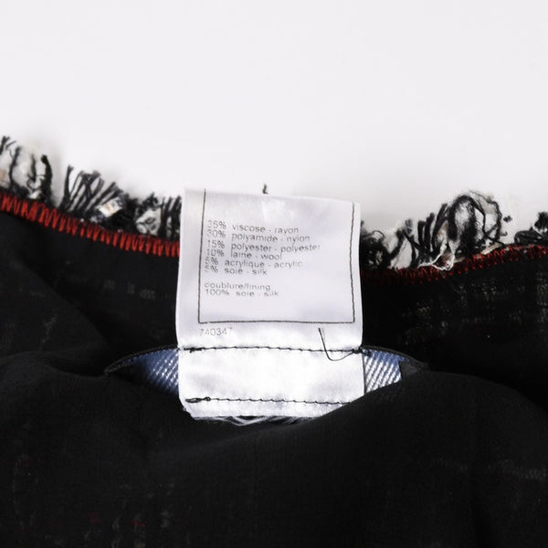 Very Good Condition CHANEL Tweed Jacket P26010V16324 Coco Mark Black Red White Size 38 Used 4a005415