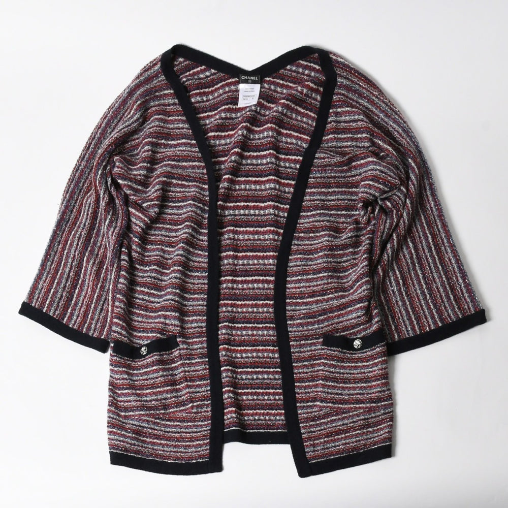 極美品 CHANEL シャネル ラメニット カーディガン P42939K04332 マルチカラー サイズ36 中古 4a005404