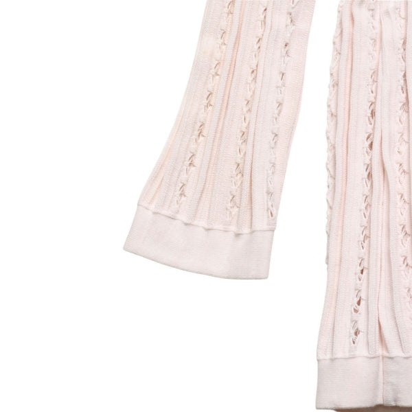 極美品 CHANEL シャネル カーディガン パールボタン ココマーク P43886K04503 コットン レーヨン ポリエステル ピンク サイズ34 中古 4a005409
