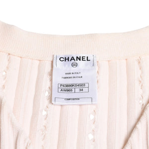 極美品 CHANEL シャネル カーディガン パールボタン ココマーク P43886K04503 コットン レーヨン ポリエステル ピンク サイズ34 中古 4a005409