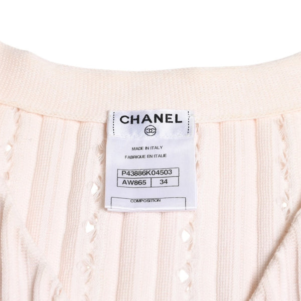 極美品 CHANEL シャネル カーディガン パールボタン ココマーク P43886K04503 コットン レーヨン ポリエステル ピンク サイズ34 中古 4a005409