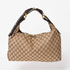 極美品 GUCCI グッチ ワンショルダーバッグ ホースビット 115867 GGキャンバス ブラウン ゴールド金具 中古 4a005375