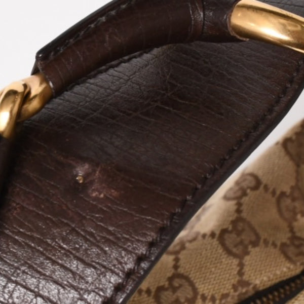 極美品 GUCCI グッチ ワンショルダーバッグ ホースビット 115867 GGキャンバス ブラウン ゴールド金具 中古 4a005375