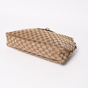 極美品 GUCCI グッチ ワンショルダーバッグ ホースビット 115867 GGキャンバス ブラウン ゴールド金具 中古 4a005375