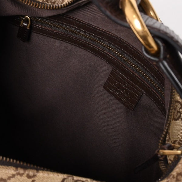極美品 GUCCI グッチ ワンショルダーバッグ ホースビット 115867 GGキャンバス ブラウン ゴールド金具 中古 4a005375