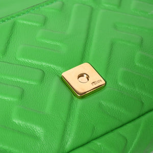 極美品 FENDI フェンディ Baguette Mini バゲット ミニ 2WAYバッグ 8BS017 ズッカ エンボスロゴ ラムスキン ゴールド金具 中古 4a005387