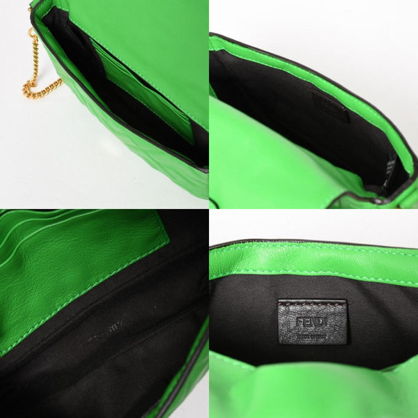 極美品 FENDI フェンディ Baguette Mini バゲット ミニ 2WAYバッグ 8BS017 ズッカ エンボスロゴ ラムスキン ゴールド金具 中古 4a005387