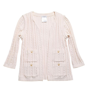 極美品 CHANEL シャネル カーディガン パールボタン ココマーク P43886K04503 コットン レーヨン ポリエステル ピンク サイズ34 中古 4a005409