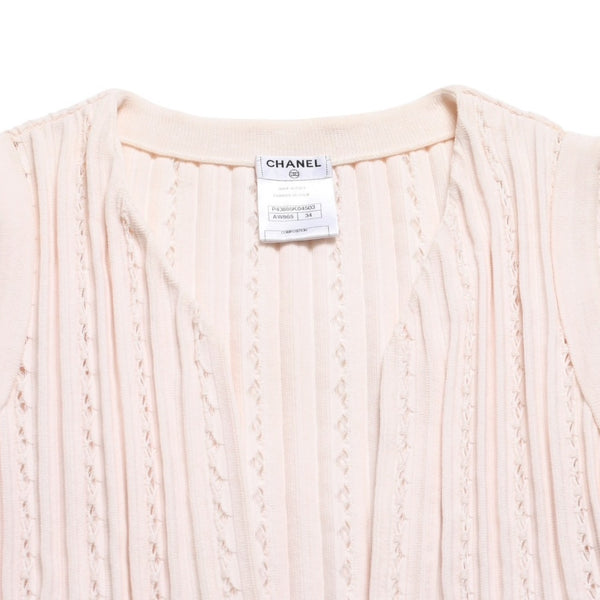 極美品 CHANEL シャネル カーディガン パールボタン ココマーク P43886K04503 コットン レーヨン ポリエステル ピンク サイズ34 中古 4a005409