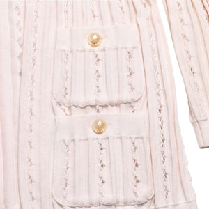 極美品 CHANEL シャネル カーディガン パールボタン ココマーク P43886K04503 コットン レーヨン ポリエステル ピンク サイズ34 中古 4a005409