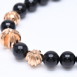 New and unused CHROME HEARTS Beads Bracelet Black Cross Ball Charm 22K Gold Cross Ball Used 4a005517