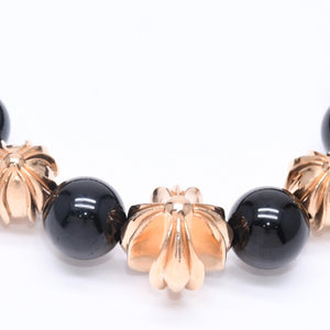 New and unused CHROME HEARTS Beads Bracelet Black Cross Ball Charm 22K Gold Cross Ball Used 4a005517