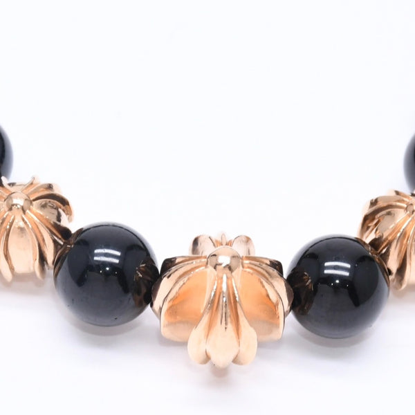 New and unused CHROME HEARTS Beads Bracelet Black Cross Ball Charm 22K Gold Cross Ball Used 4a005517