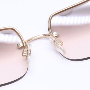 極美品 CHANEL シャネル ハーフリム サングラス アイウェア 4104-B c.125/8Z サイズ62□15 120 ココマーク ラインストーン 中古 4a005431