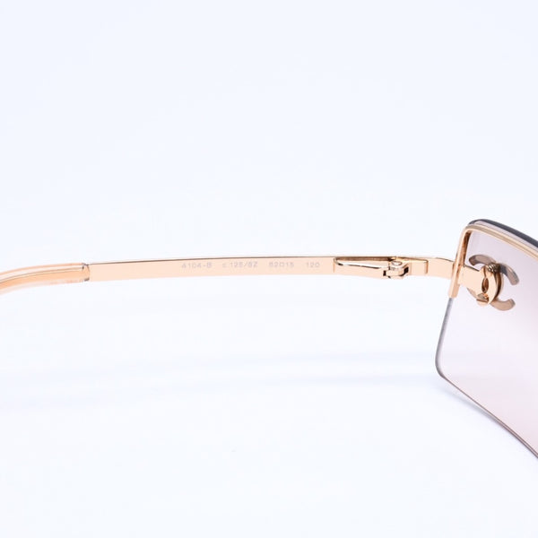 極美品 CHANEL シャネル ハーフリム サングラス アイウェア 4104-B c.125/8Z サイズ62□15 120 ココマーク ラインストーン 中古 4a005431