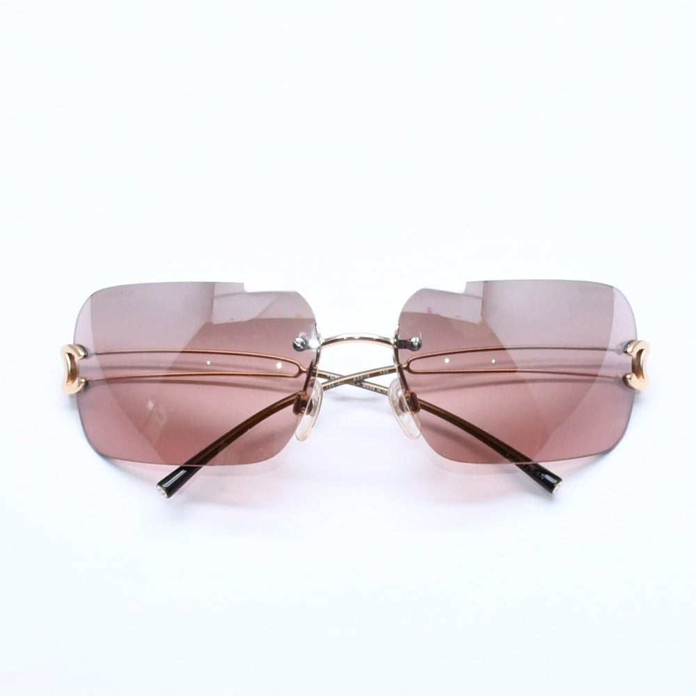 極美品 CHANEL シャネル リムレス サングラス アイウェア 4068 c.125/6U サイズ62□16 120 ココマーク ブラウン ゴールド 中古 4a005432