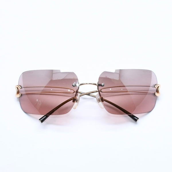 極美品 CHANEL シャネル リムレス サングラス アイウェア 4068 c.125/6U サイズ62□16 120 ココマーク ブラウン ゴールド 中古 4a005432