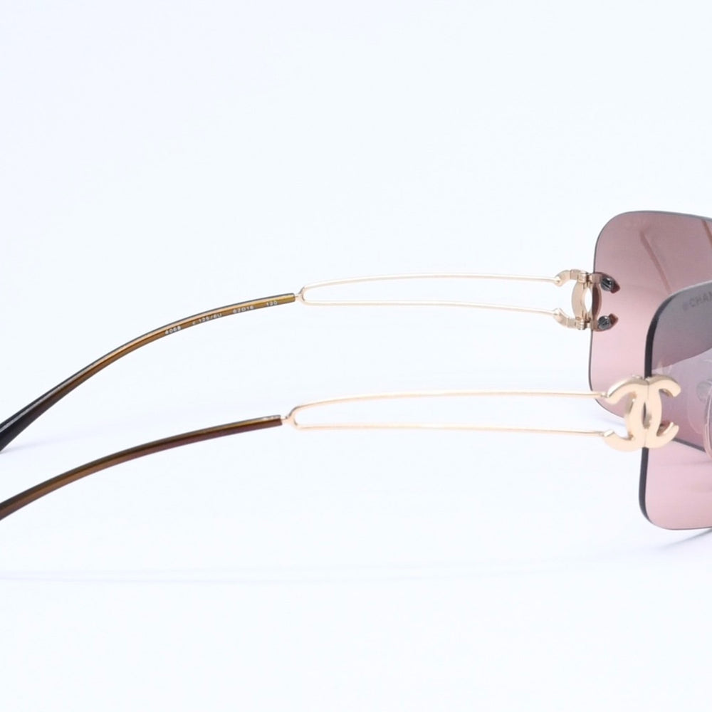 Very Good Condition CHANEL Rimless Sunglasses Eyewear 4068 c.125/6U Size 62□16 120 Coco Mark Brown Gold Used 4a005432