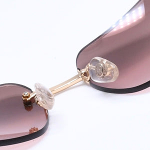 極美品 CHANEL シャネル リムレス サングラス アイウェア 4068 c.125/6U サイズ62□16 120 ココマーク ブラウン ゴールド 中古 4a005432