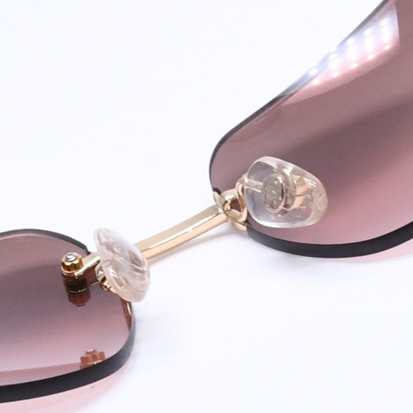 極美品 CHANEL シャネル リムレス サングラス アイウェア 4068 c.125/6U サイズ62□16 120 ココマーク ブラウン ゴールド 中古 4a005432
