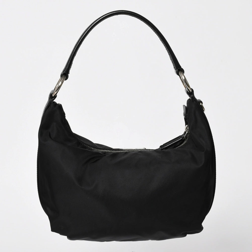 PRADA プラダ ホーボー ワンショルダーバッグ BR3279 トライアングルロゴ ナイロン ブラック シルバー金具 美品 中古 4a005418