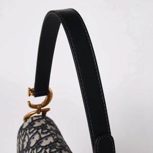 極美品 Christian Dior クリスチャンディオール サドルバッグ ワンショルダーバッグ M0455CTZQ_M928 オブリーク柄 ネイビー 中古 4a005438