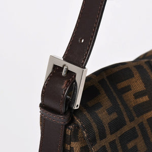 FENDI フェンディ マンマバケット ワンショルダーバッグ 26424 キャンバス レザー ブラウン ズッカ柄 シルバー金具 美品 中古 4a005356
