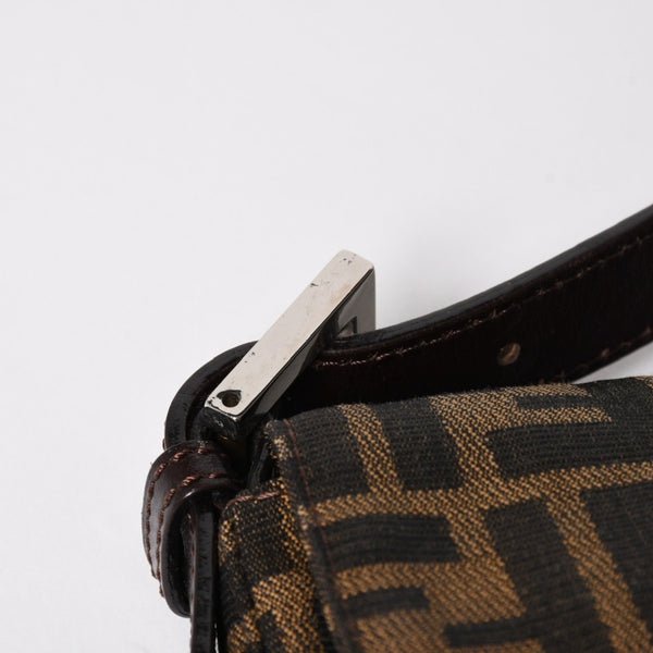 FENDI フェンディ マンマバケット ワンショルダーバッグ 26424 キャンバス レザー ブラウン ズッカ柄 シルバー金具 美品 中古 4a005356