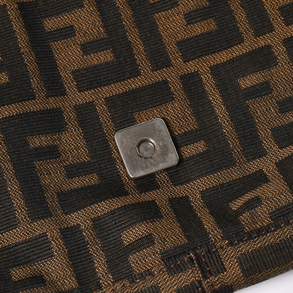 FENDI フェンディ マンマバケット ワンショルダーバッグ 26424 キャンバス レザー ブラウン ズッカ柄 シルバー金具 美品 中古 4a005356