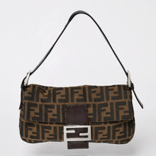 Load image into Gallery viewer, FENDI フェンディ マンマバケット ワンショルダーバッグ 26424 キャンバス レザー ブラウン ズッカ柄 シルバー金具 美品 中古 4a005355