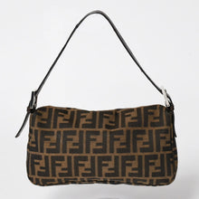 Load image into Gallery viewer, FENDI フェンディ マンマバケット ワンショルダーバッグ 26424 キャンバス レザー ブラウン ズッカ柄 シルバー金具 美品 中古 4a005355