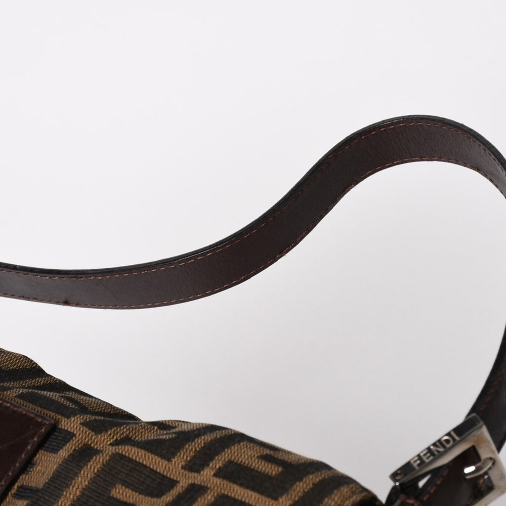 FENDI フェンディ マンマバケット ワンショルダーバッグ 26424 キャンバス レザー ブラウン ズッカ柄 シルバー金具 美品 中古 4a005355