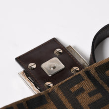 Load image into Gallery viewer, FENDI フェンディ マンマバケット ワンショルダーバッグ 26424 キャンバス レザー ブラウン ズッカ柄 シルバー金具 美品 中古 4a005355