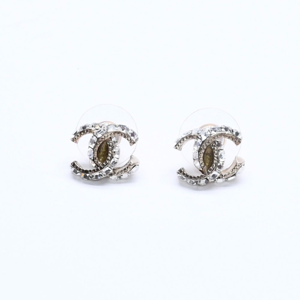 極美品 CHANEL シャネル ココマーク ピアス 重量約2.79g14P刻印 GP メタル ラインストーン ゴールド クリア 両耳用 中古 4a005361