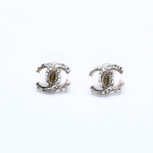 極美品 CHANEL シャネル ココマーク ピアス 重量約2.79g14P刻印 GP メタル ラインストーン ゴールド クリア 両耳用 中古 4a005361