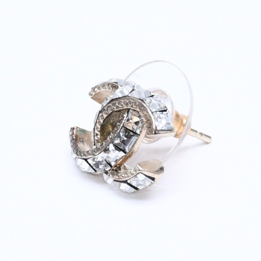 極美品 CHANEL シャネル ココマーク ピアス 重量約2.79g14P刻印 GP メタル ラインストーン ゴールド クリア 両耳用 中古 4a005361