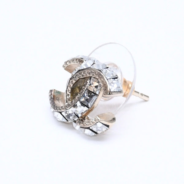 極美品 CHANEL シャネル ココマーク ピアス 重量約2.79g14P刻印 GP メタル ラインストーン ゴールド クリア 両耳用 中古 4a005361