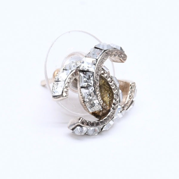 極美品 CHANEL シャネル ココマーク ピアス 重量約2.79g14P刻印 GP メタル ラインストーン ゴールド クリア 両耳用 中古 4a005361