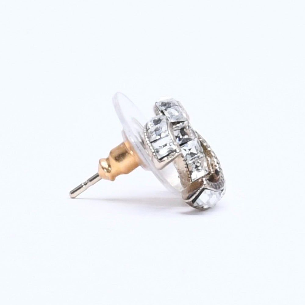 Very Good Condition CHANEL Coco Mark Earrings Weight Approx. 2.79g 14P Stamp GP Metal Rhinestone Gold Clear Binaural Used 4a005361
