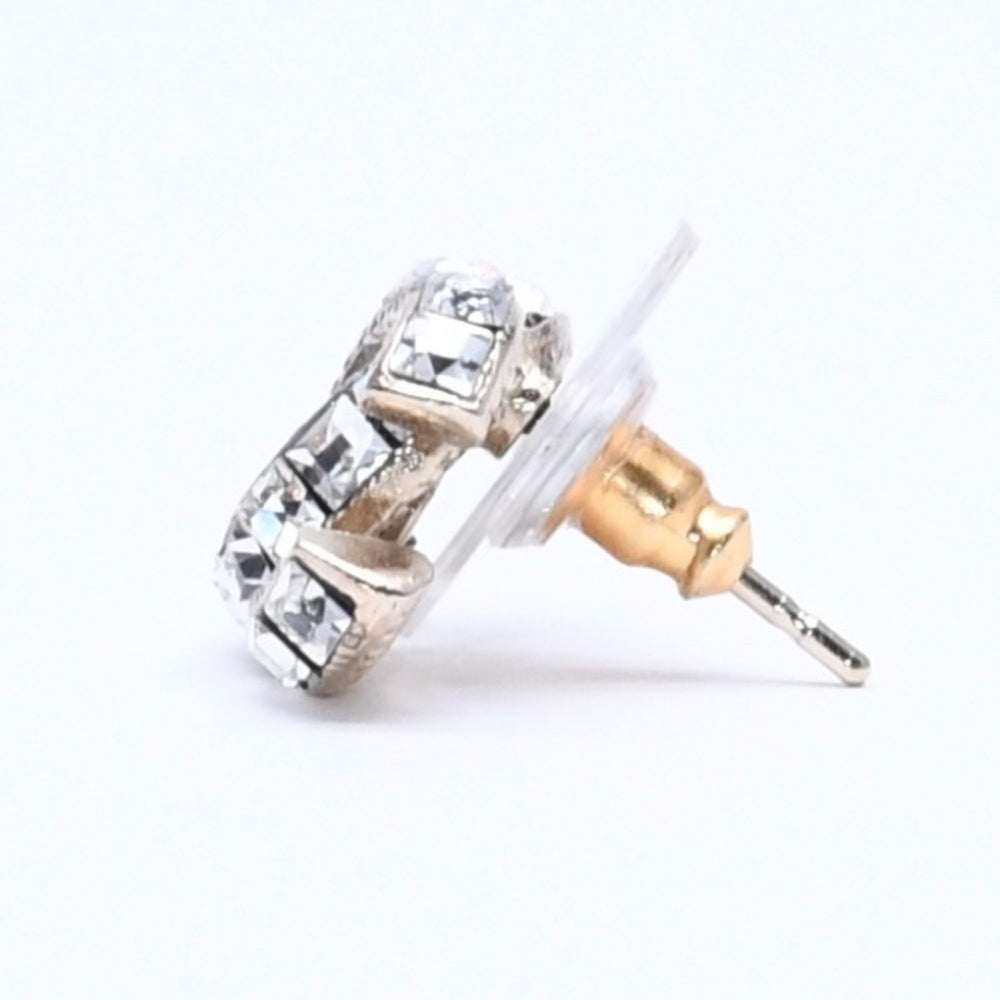 Very Good Condition CHANEL Coco Mark Earrings Weight Approx. 2.79g 14P Stamp GP Metal Rhinestone Gold Clear Binaural Used 4a005361