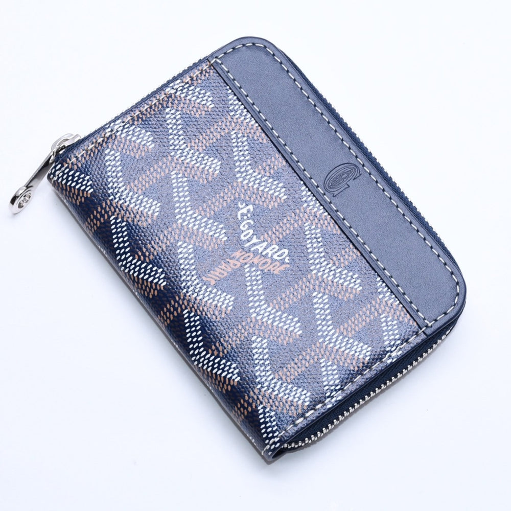 Very Good Condition GOYARD Magnon Mini Wallet Coin Case Navy Silver Hardware MATIGNMINTY12CL12P Used 4a005419