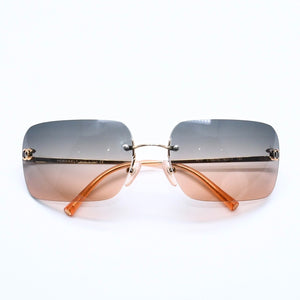 Mint condition CHANEL rimless sunglasses 4017, size 62◻17 120 Gradient Orange Blue Gold Frame Used 4a005428