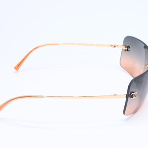 Mint condition CHANEL rimless sunglasses 4017, size 62◻17 120 Gradient Orange Blue Gold Frame Used 4a005428