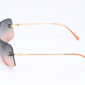 Mint condition CHANEL rimless sunglasses 4017, size 62◻17 120 Gradient Orange Blue Gold Frame Used 4a005428