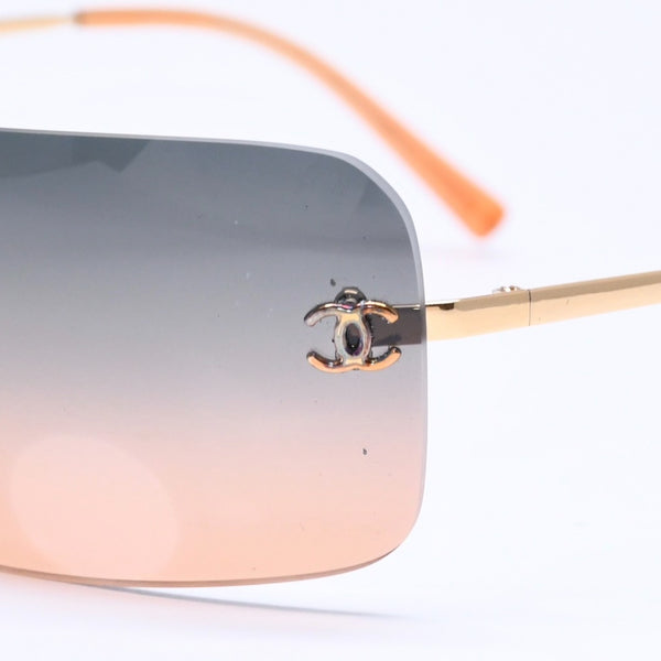 Mint condition CHANEL rimless sunglasses 4017, size 62◻17 120 Gradient Orange Blue Gold Frame Used 4a005428