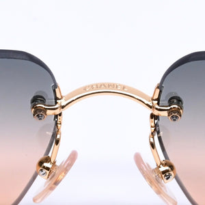 Mint condition CHANEL rimless sunglasses 4017, size 62◻17 120 Gradient Orange Blue Gold Frame Used 4a005428