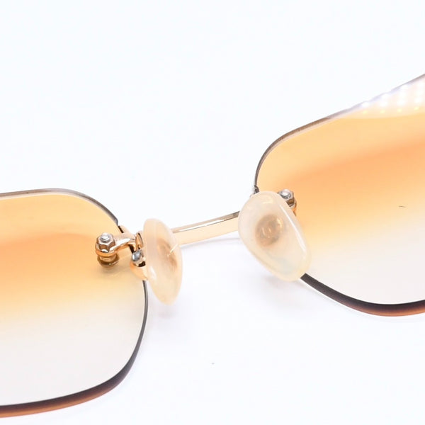 CHANEL シャネル リムレス サングラス アイウェア 4017-D c.125/56 サイズ62□17 120 ココマーク ラインストーン 美品 中古 4a005425