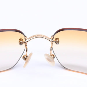 CHANEL シャネル リムレス サングラス アイウェア 4017-D c.125/56 サイズ62□17 120 ココマーク ラインストーン 美品 中古 4a005425