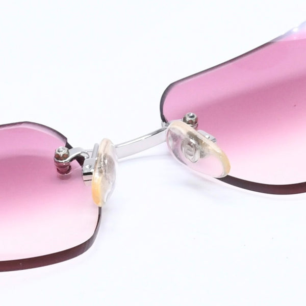 Very Good Condition CHANEL Rimless Sunglasses Eyewear 4017-D c.124/89 Size 62□17 120 Coco Mark Rhinestone Used 4a005433